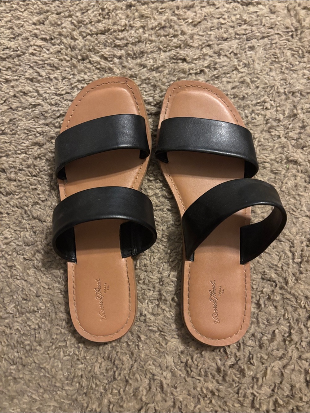 Women’s Black Double-Strap Slide Sandals
